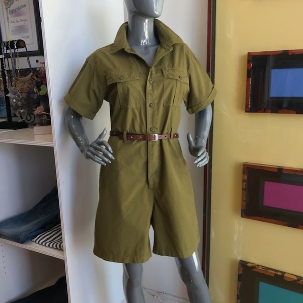 ALEX MILL "Safari" Short Jumpsuit in. Olive Gold EUC/sz M - Picture 8 of 16